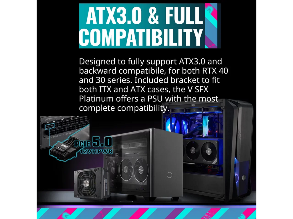 Cooler Master   Platinum Fully Modular, Fully .0, 1100W , 80+ Platinum Efficiency,  Bracket Included,  Form Factor (---)