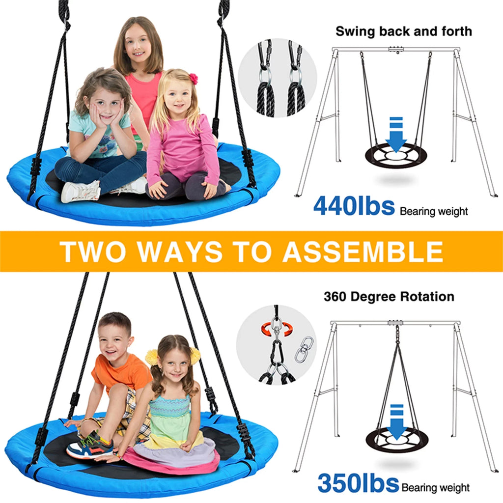 Trekassy 440lbs Metal Swing Set with 40 Inch Saucer Tree Swing, Swivel and Heavy Duty -Frame Metal Swing Stand