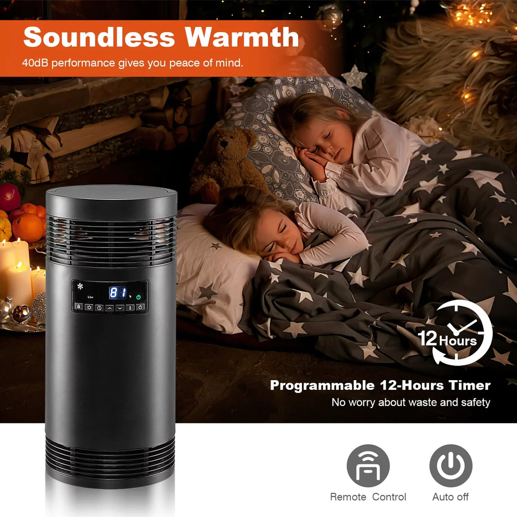 360° Surround Space Heater for Indoor Use, 1500W  Ceramic Office Heater with Thermostat, Fan Only Mode, Electric Portable Heater with Safety Protection for Office Desk