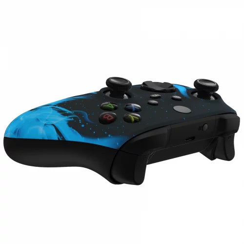 Xbox Series / One Modded Custom Rapid Fire Controller Blue Flames Soft Touch With White