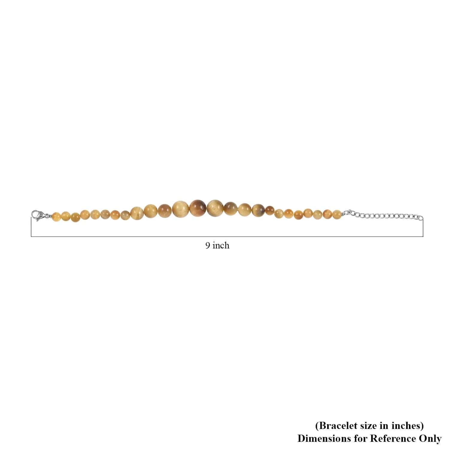 Shop  Tiger's Eye Round Stainless Steel Rhodium Plated Beaded Bracelet for Women Ct 59.04 Mothers Day Gifts for Mom