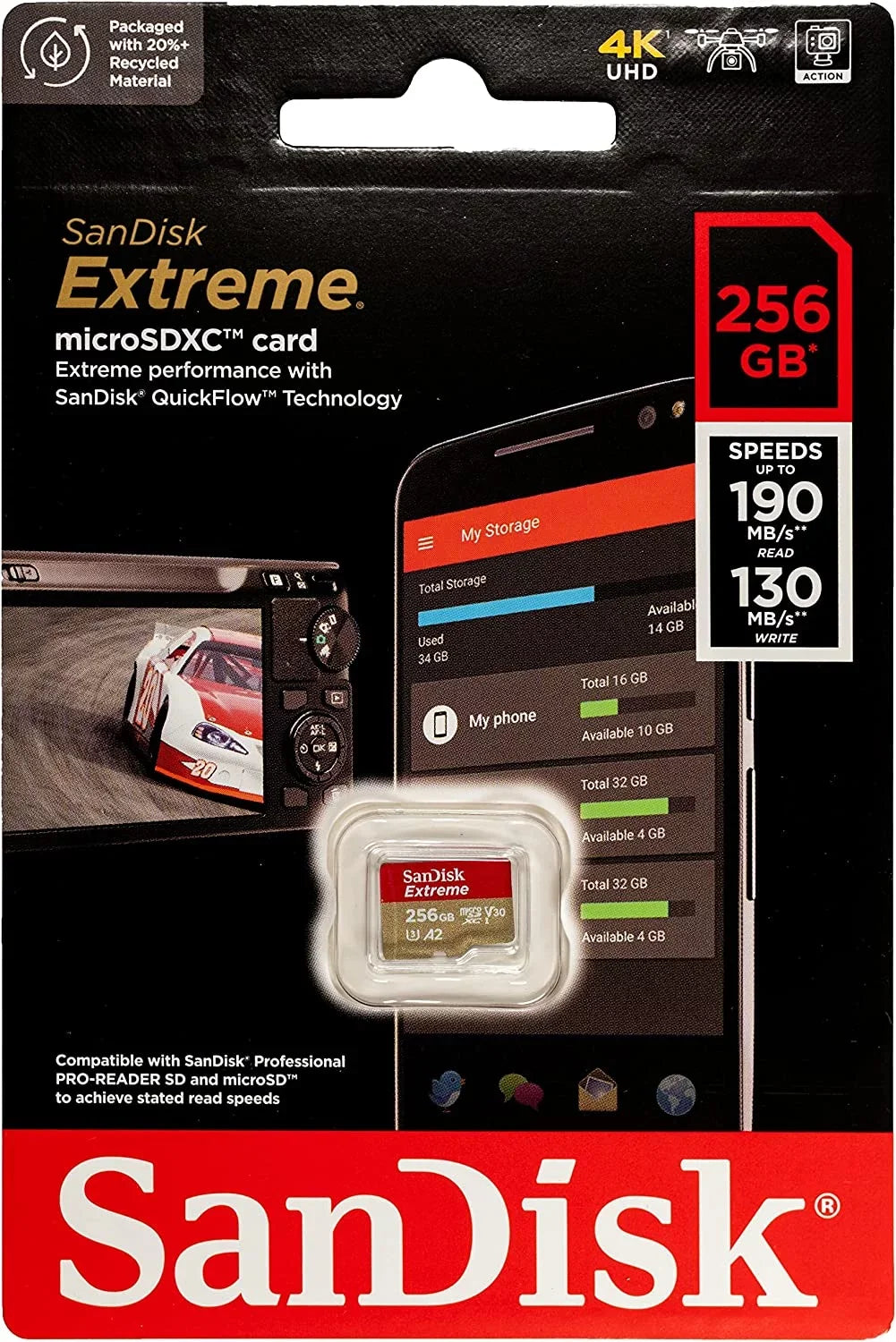 Extreme 256GB   roSDXC Memory for  Works with Mavic Air 2 4K 8K Bundle with (1)