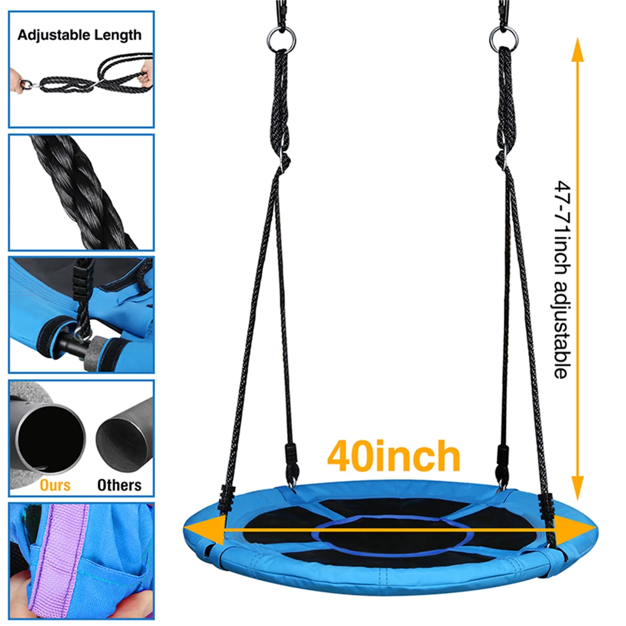 Trekassy 440lbs Metal Swing Set with 40 Inch Saucer Tree Swing, Swivel and Heavy Duty -Frame Metal Swing Stand