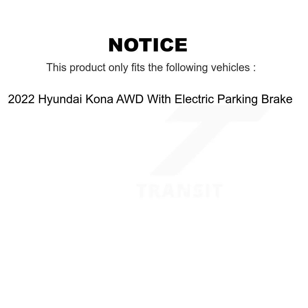 Transit Auto - Front Rear Disc Brake Rotors And Semi-Metallic Pads Kit For 2022 Hyundai Kona  With Electric Parking -103756