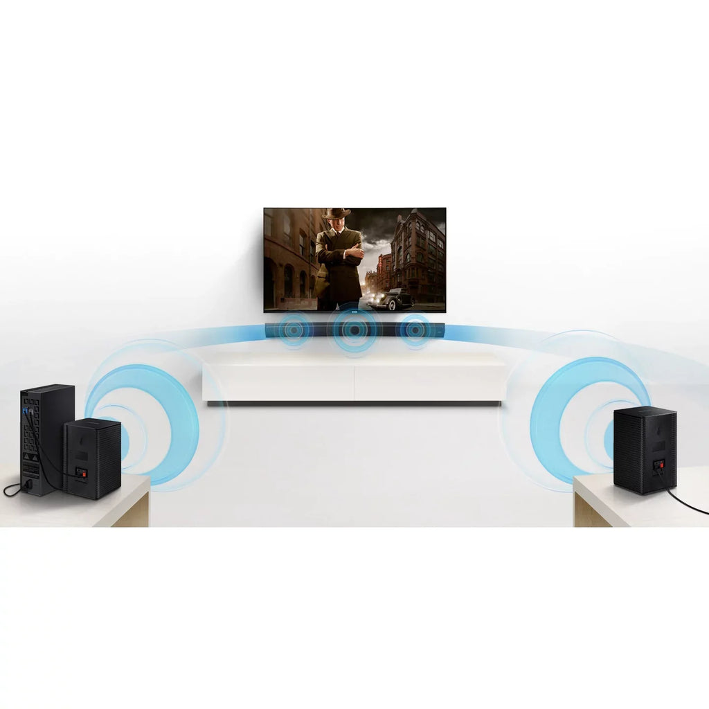 Samsung -9100S Wireless Rear Speaker Kit 2.0ch -9100S/ for Soundbar Surround Sound Home Theater Expansion Bundle with Deco Gear Pack of 3 Wall Mount Shelf Stands