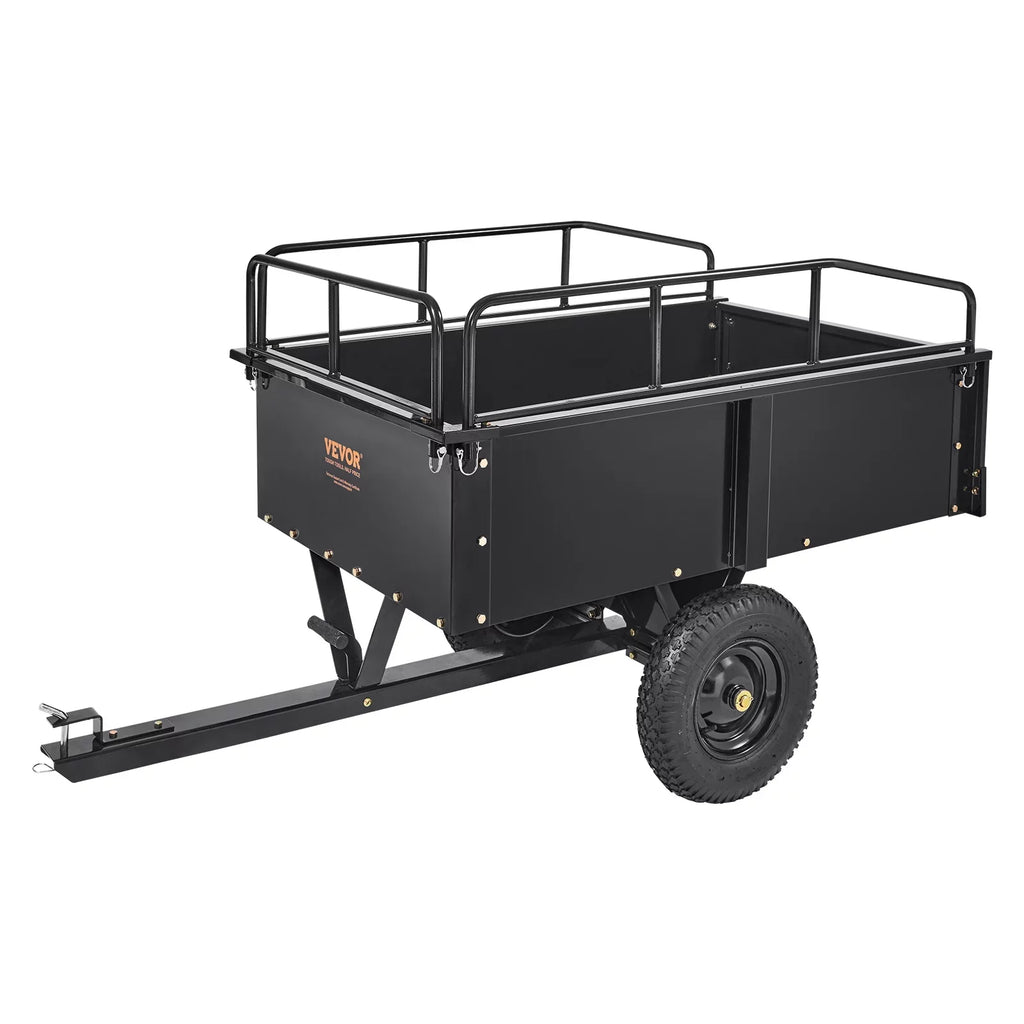 Dump Trailer Tow Behind Dump Cart, 750 lbs 15 Cu. Ft, Steel Construction Garden Utility Trailer with Removable Sides
