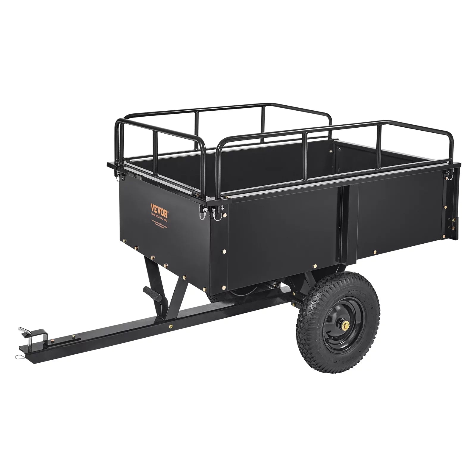 Dump Trailer Tow Behind Dump Cart, 750 lbs 15 Cu. Ft, Steel Construction Garden Utility Trailer with Removable Sides