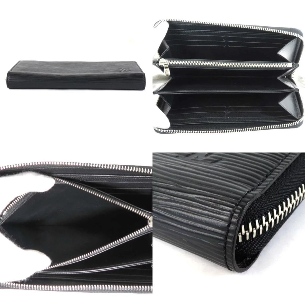 Pre-Owned Louis Vuitton   Round Zipper Long Wallet Epi Zippy Leather Black Silver Unisex (Good)