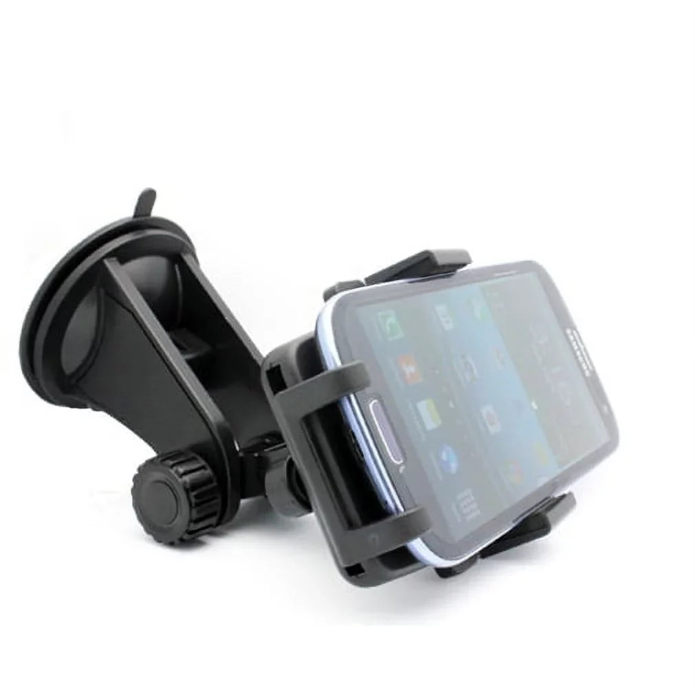 Easy Mount Rotating Car Windshield Phone Holder Cradle Stand Window Glass Dock Suction Black  for Samsung Galaxy Mega 2 Note 2 On5 Prevail  ,  Active, Mini Sport (-)  Active