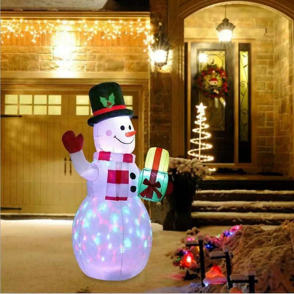 5ft Christmas Inflatables Snowman Outdoor Yard Decor with Rotating  Lights Christmas Blow Up Decoration Garden
