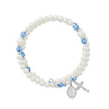 Mcvan  December Zircon Crystal & Pearl Beads Stretch Bracelet