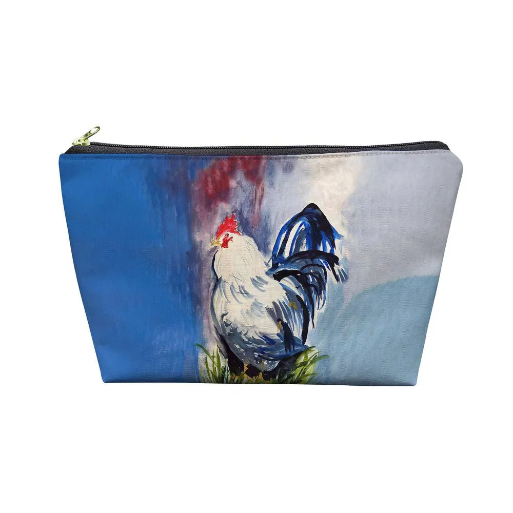 Betsy Drake Interiors Blue & White Rooster Pouch 8.5x6