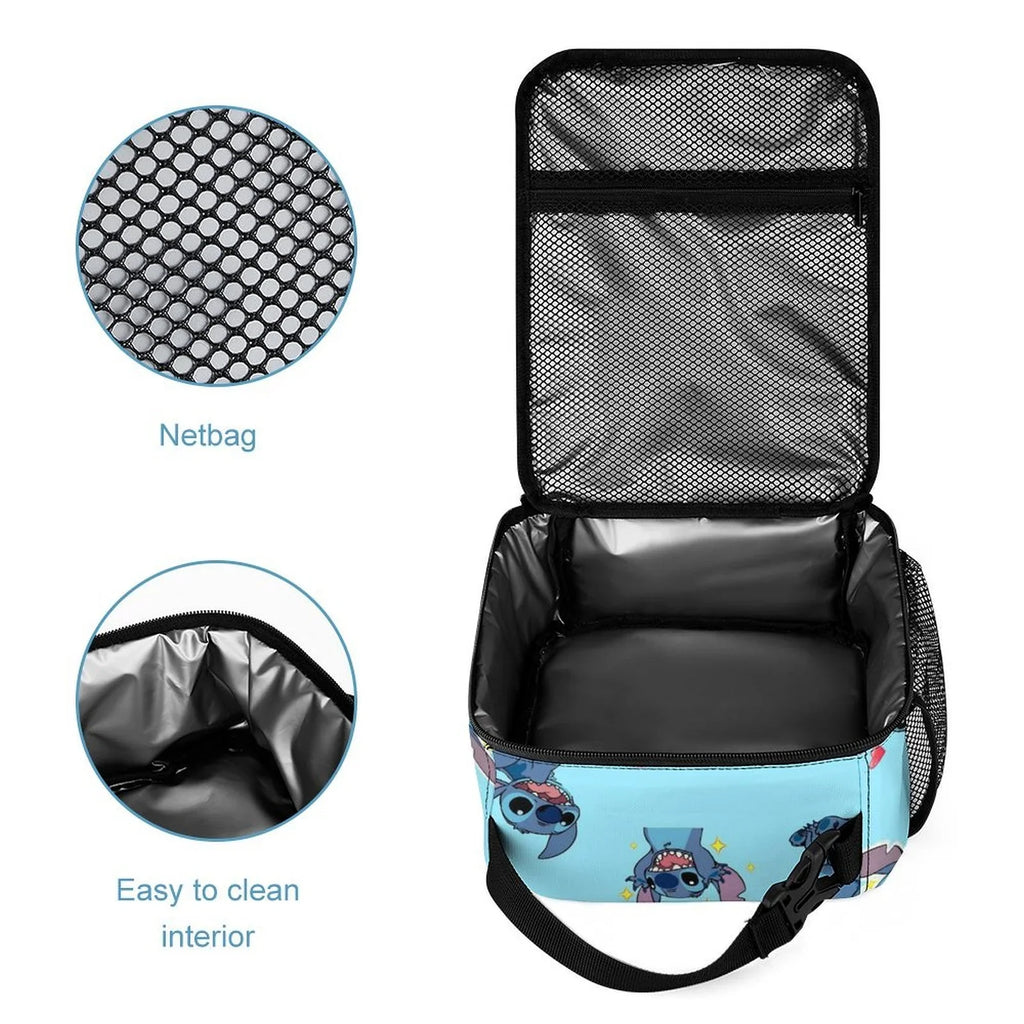 Lilo Stitch Pattern Portable Lunch Bag Tote Bento Bag School Office Insulated Cooler Thermal Handbag For Adult Boys Girls Kids