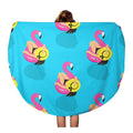 60 inch Round Beach Towel Blanket Girls on Inflatable Pink Flamingo in Summer of Swims Travel Circle Circular Towels Mat Tapestry Beach Throw