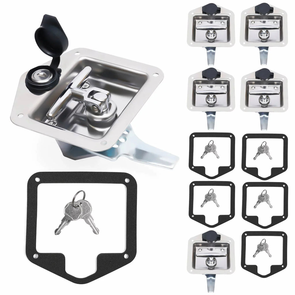 Set of 6 Folding -handle Tool Box Lock  Door Latch w/ 12 Keys Stainless Steel