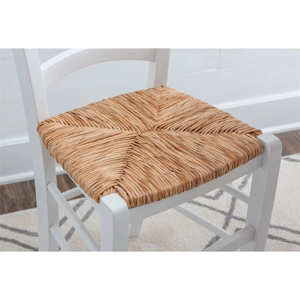 Linon Karsyn Set of Two Wood Side Chairs Ladder Back Rush Seat in White Finish