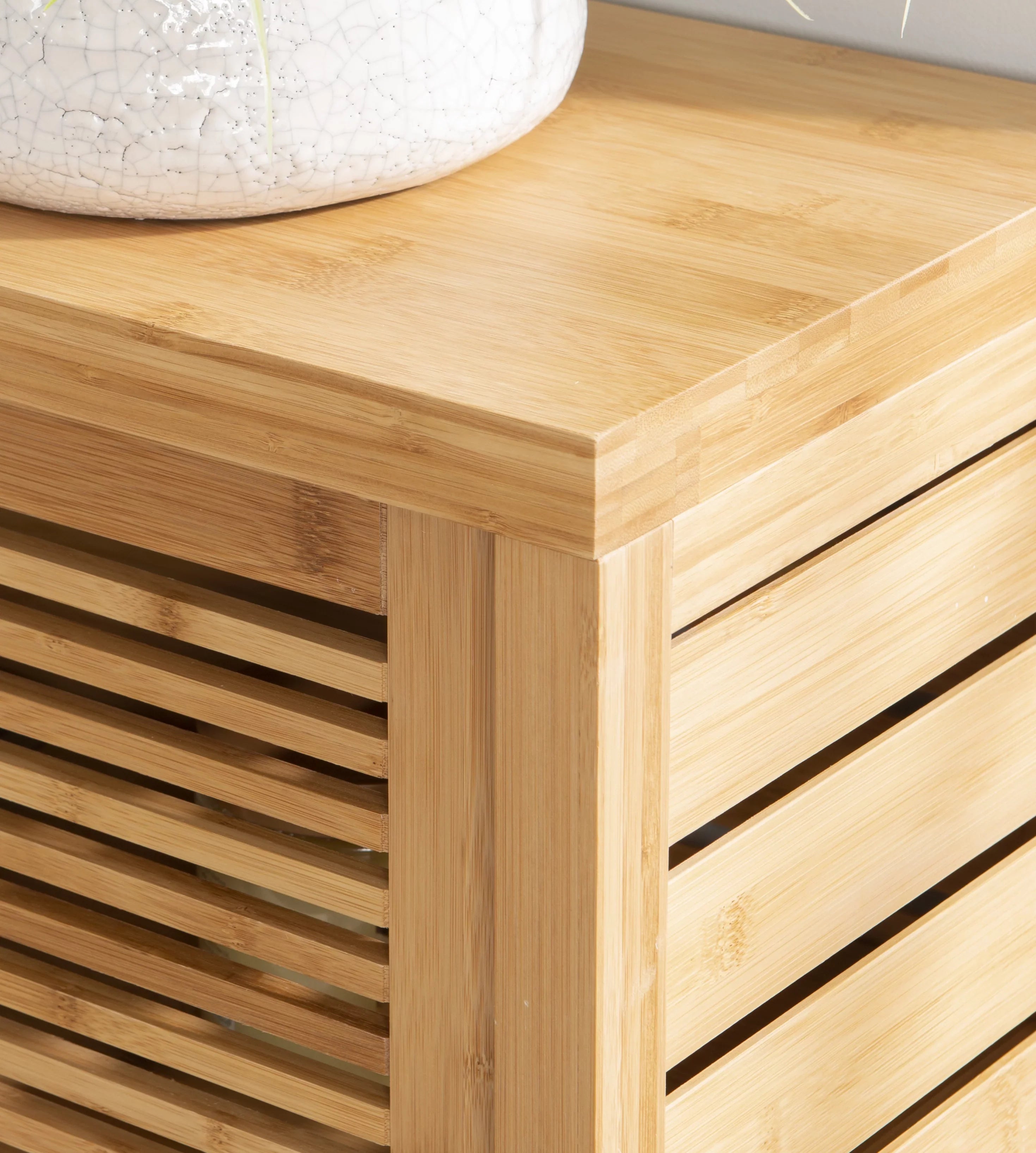 Linon Bracken 3 Shelf 2 Door Bathroom Storage Floor Cabinet, Bamboo