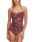 Printed Pleated Bandeau One-Piece Swimsuit  4