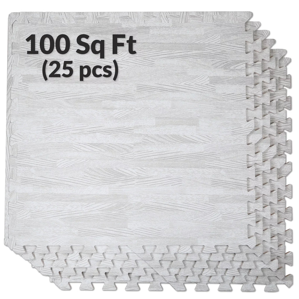 Home Aesthetics 100 Sq. Ft 3/8 Inch Thick Interlocking Foam Mats Flooring, White