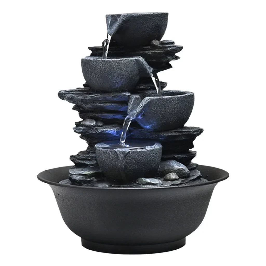 Tabletop Water Fountain with s Feng Shui Outdoor Waterfall Landscape Home Bedroom ,