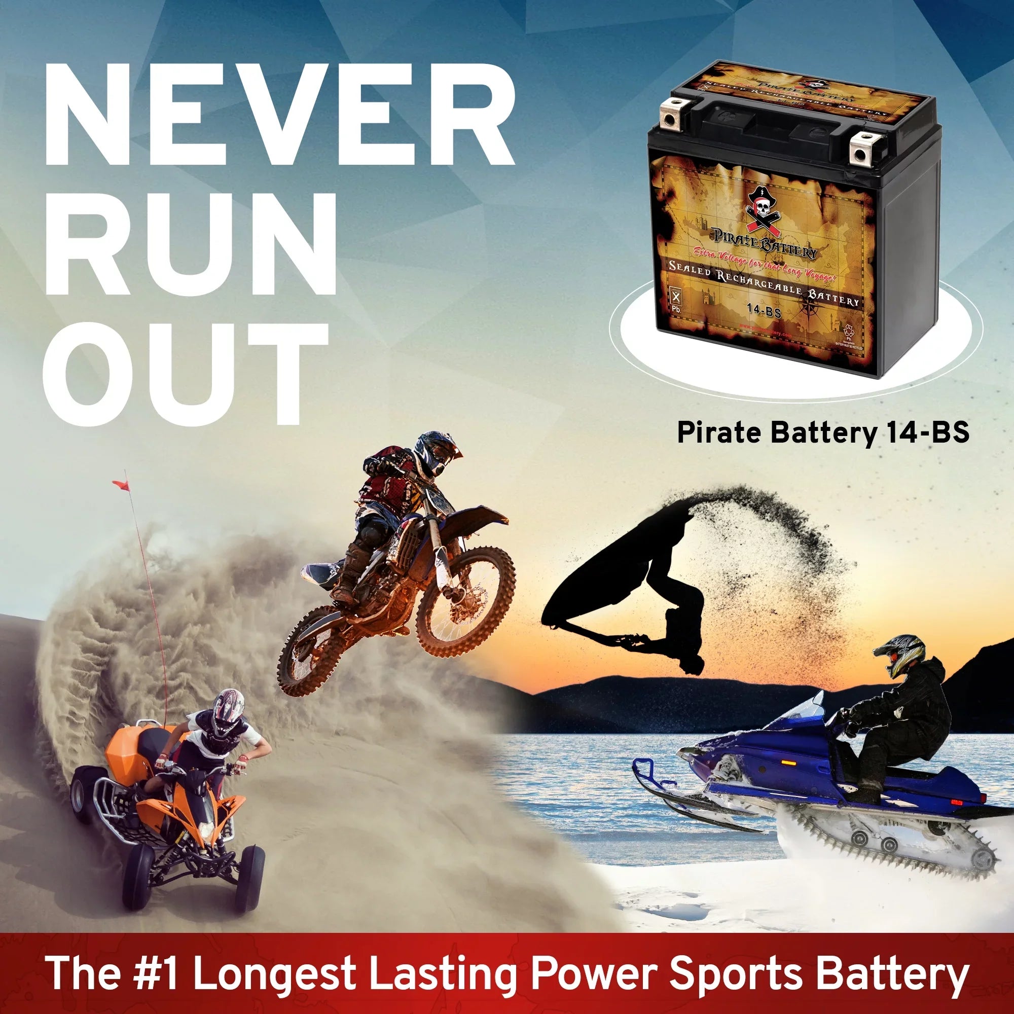 Pirate Battery - (14- 12 Volt,12 Ah, 200 ) Motorcycle Battery for Honda 1100cc Vt1100c, ,  Shadow (spirit, Aero, . . . Tourer) 2007