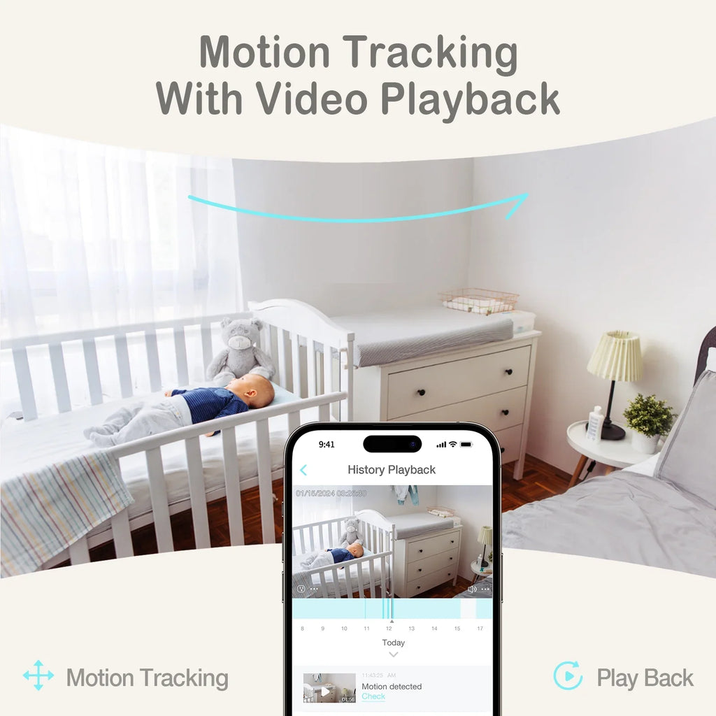Sense- Smart 2K Video Baby Monitor(& Eligible) with No Monthly Fee, Pan-Tilt-Zoom, Person/Baby Crying Sound/Motion Detection, 2-Way Talk, Night Vision, Background Audio, Activity Zone
