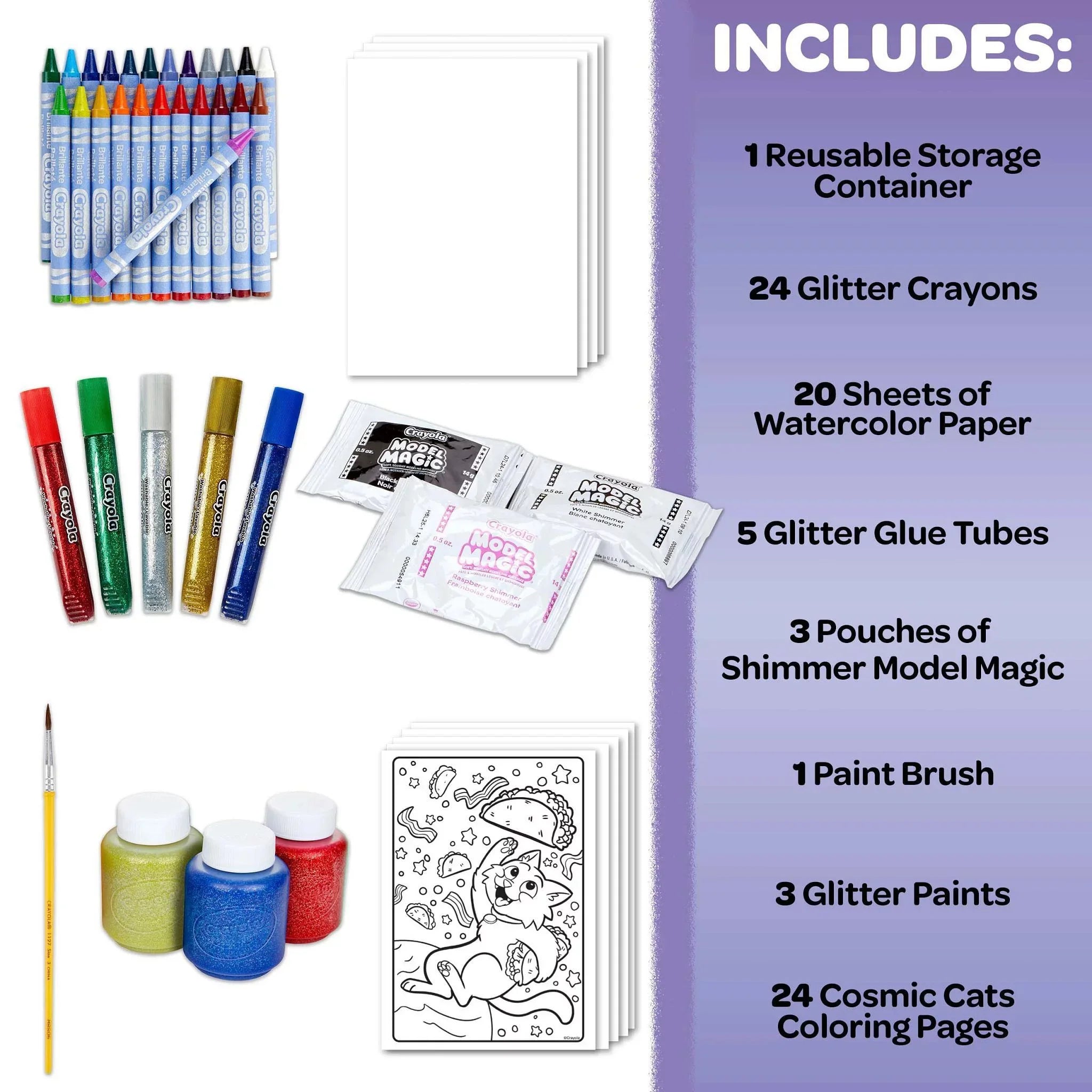 Crayola Glitter Arts and Crafts Kit, 80+ School Supplies, Glitter Toy, Creative Gift for Unisex Child