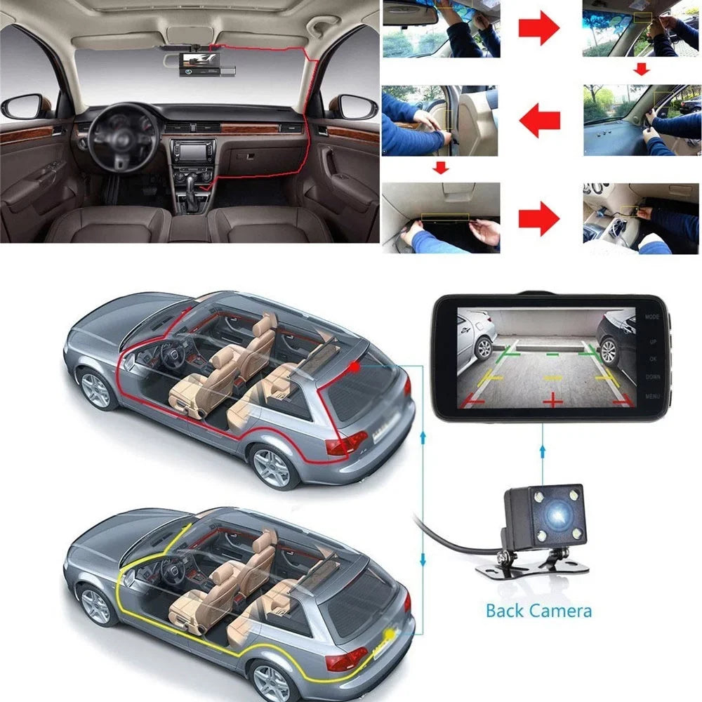 Pinnaco Dash Camera,Radirus Pristin 3-lens Inside Inch Screen 1080p Dvr Dash Inside Rear Support Dash Camera 3 Inch Screen Dashcam Rear Camera Owsoo
