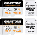 [10x High Endurance] Gigastone 128GB 2-Pack  Micro  Card, 4K Video Recording, Security Cam, Dash Cam, Surveillance Compatible 100MB/s,  , with Adapter