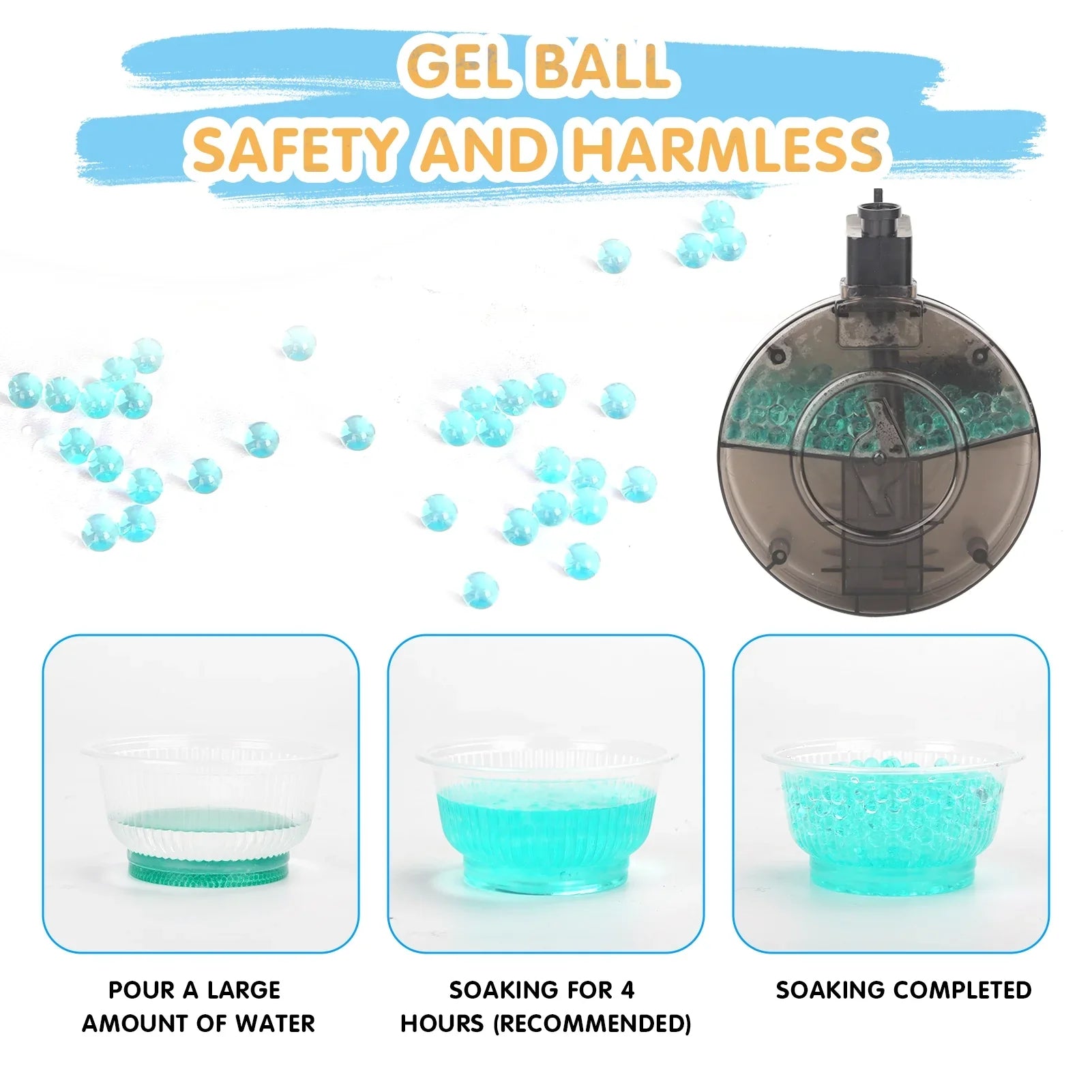 Yimore Toys Gel Ball Blaster Automatic Splatter Balls Gun with 15,000 Water Beads for Out Door Activity , Backyard Games for Kids&Adult Ages 12+