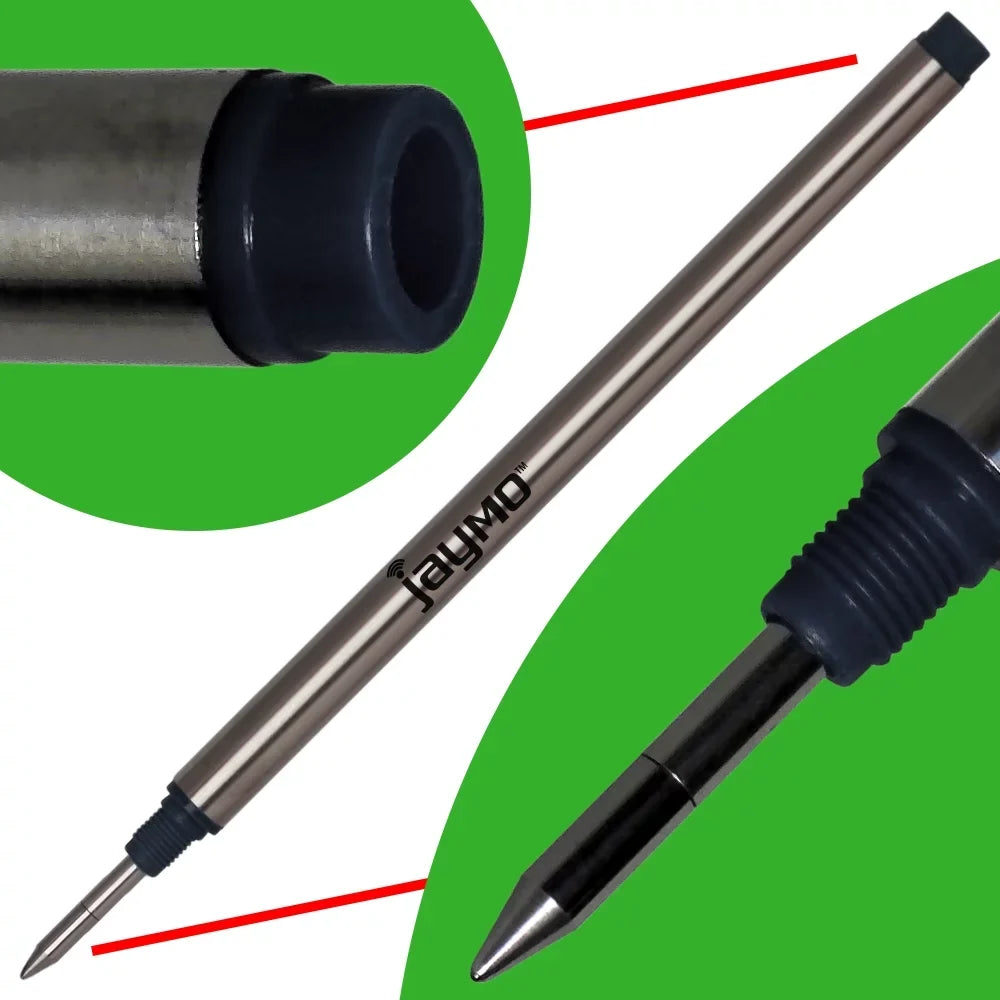 Jaymo Replacement for Montblanc 105158/105159 - Measures 4.44 in / 113 mm Long - Rollerball Pen Refill - 6 Black + 6 Blue