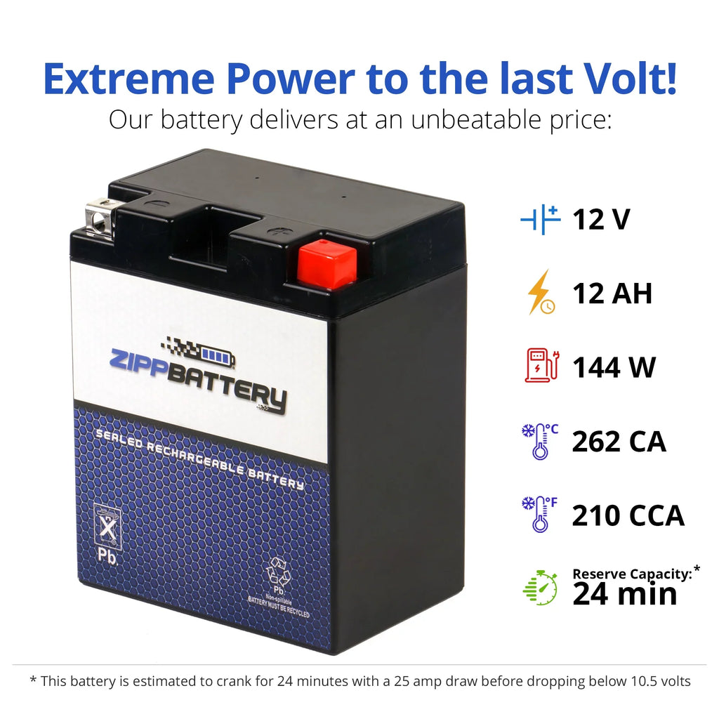 Zipp Battery - (14AHL- 12 Volt,12 Ah, 210 ) Snowmobile Battery for Arctic Cat Jag Afs /t 1993