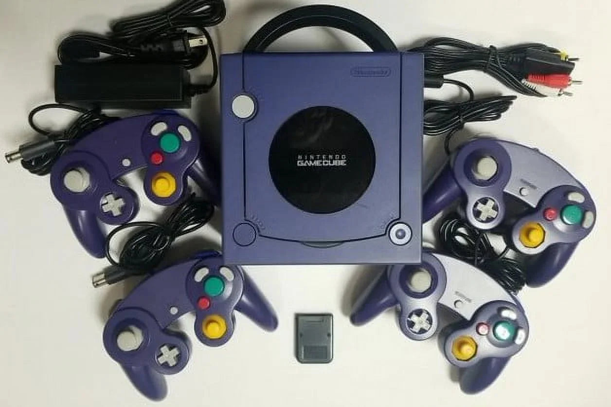 Indigo Nintendo Gamecube Bundle / Four Controllers / Memory Card (Used)