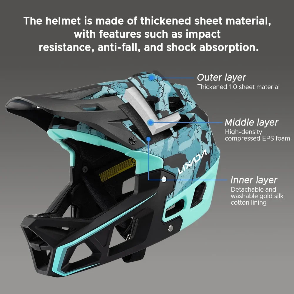 Dadypet Adult Mountain Bike Helmet - Full Face Downhill  Helmet for Men/Women, Visor, 31 Vents, 59-61cm Head Circumference