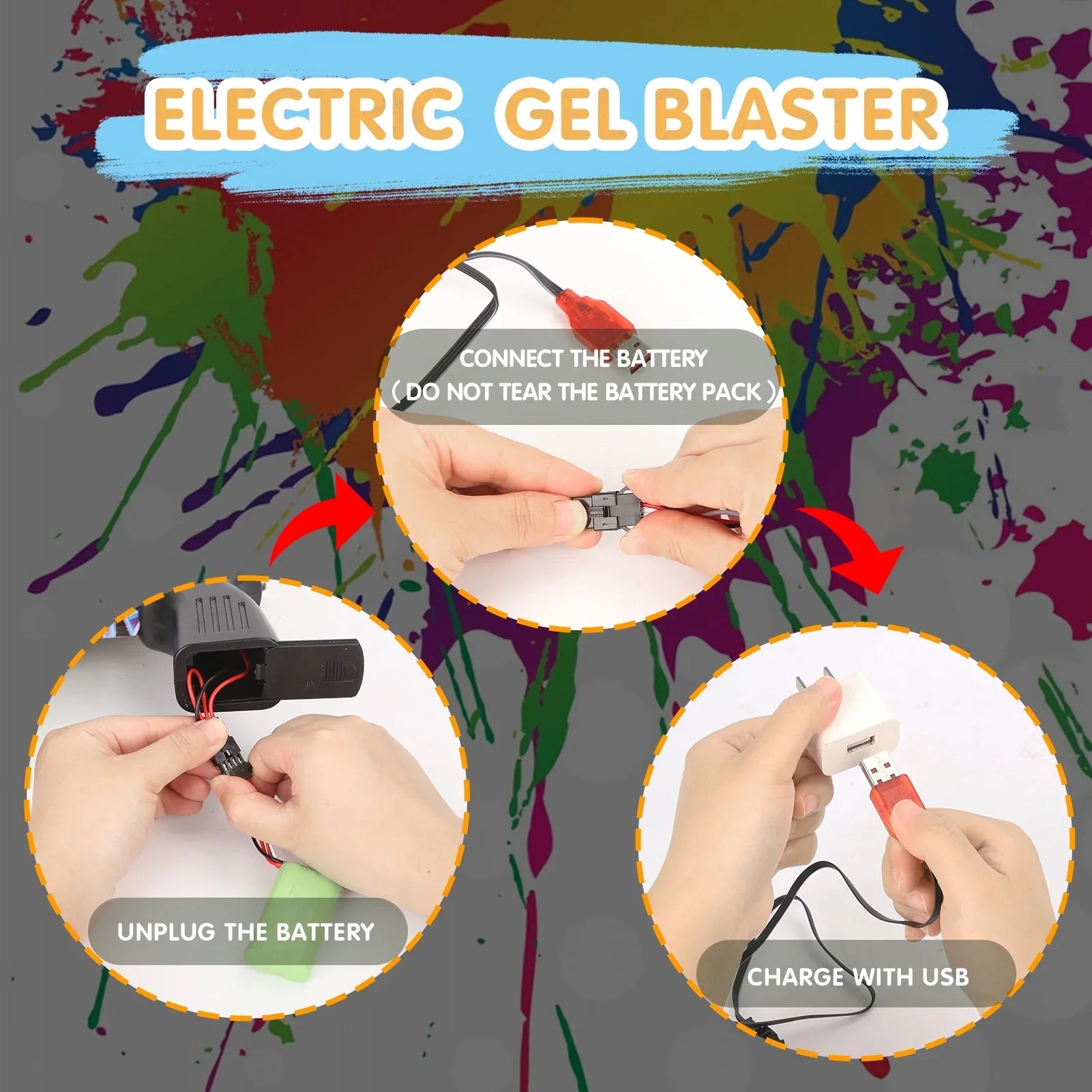 Yimore Toys Gel Ball Blaster Automatic Splatter Balls Gun with 15,000 Water Beads for Out Door Activity , Backyard Games for Kids&Adult Ages 12+