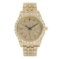 Charles Raymond Mens Hip Hop Metal Timepiece - Big Rhinestones on Trim and Elegant Baguette Time Indicators on Dial - Master Blinged Out Designer Look -   Single (Gold Gold)