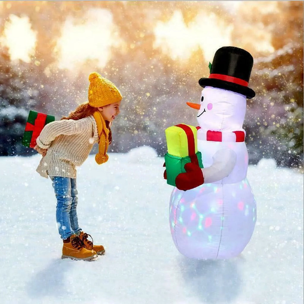 5ft Christmas Inflatables Snowman Outdoor Yard Decor with Rotating  Lights Christmas Blow Up Decoration Garden
