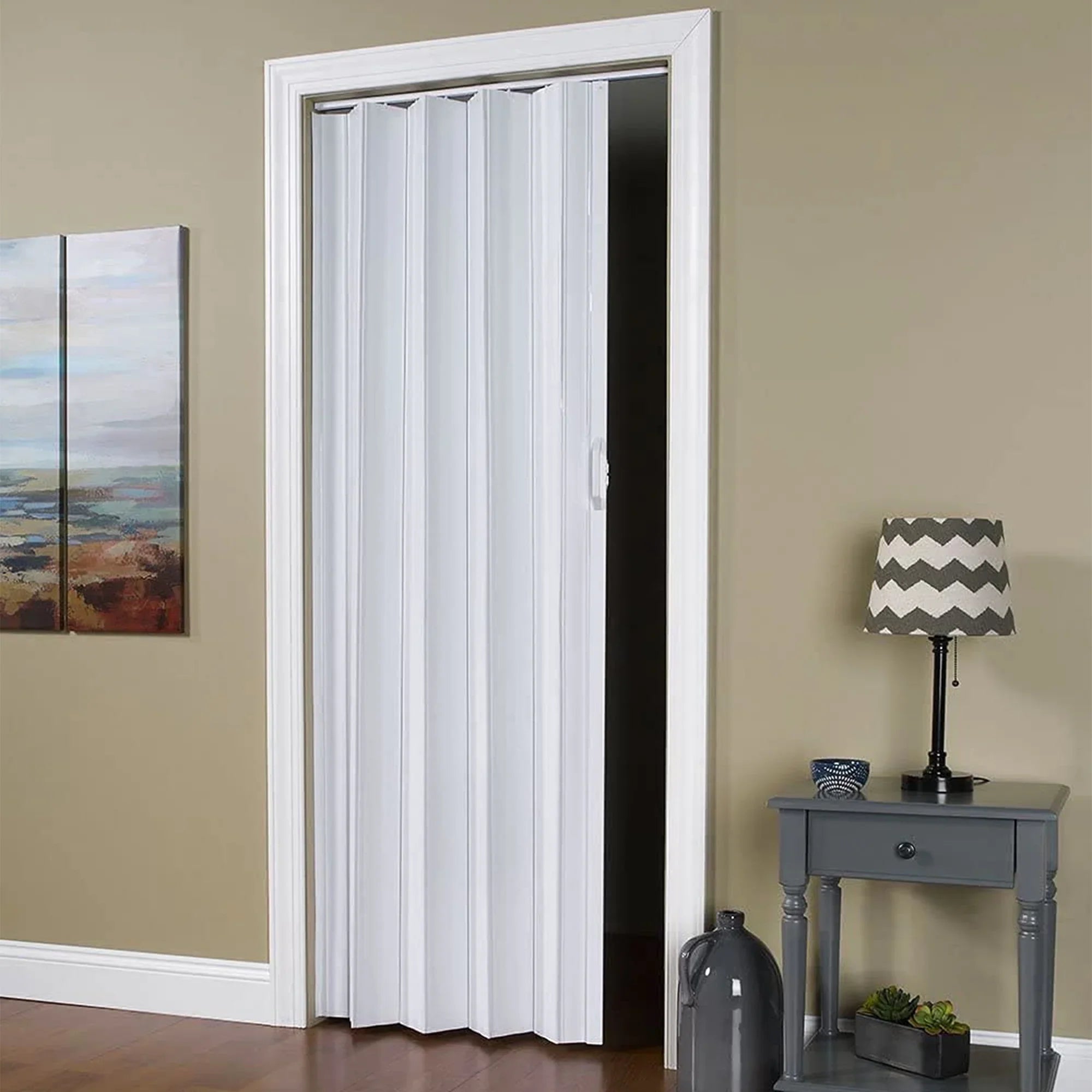 Home Products Via 36" x 80" Vinyl Hinged Single Folding Door, White