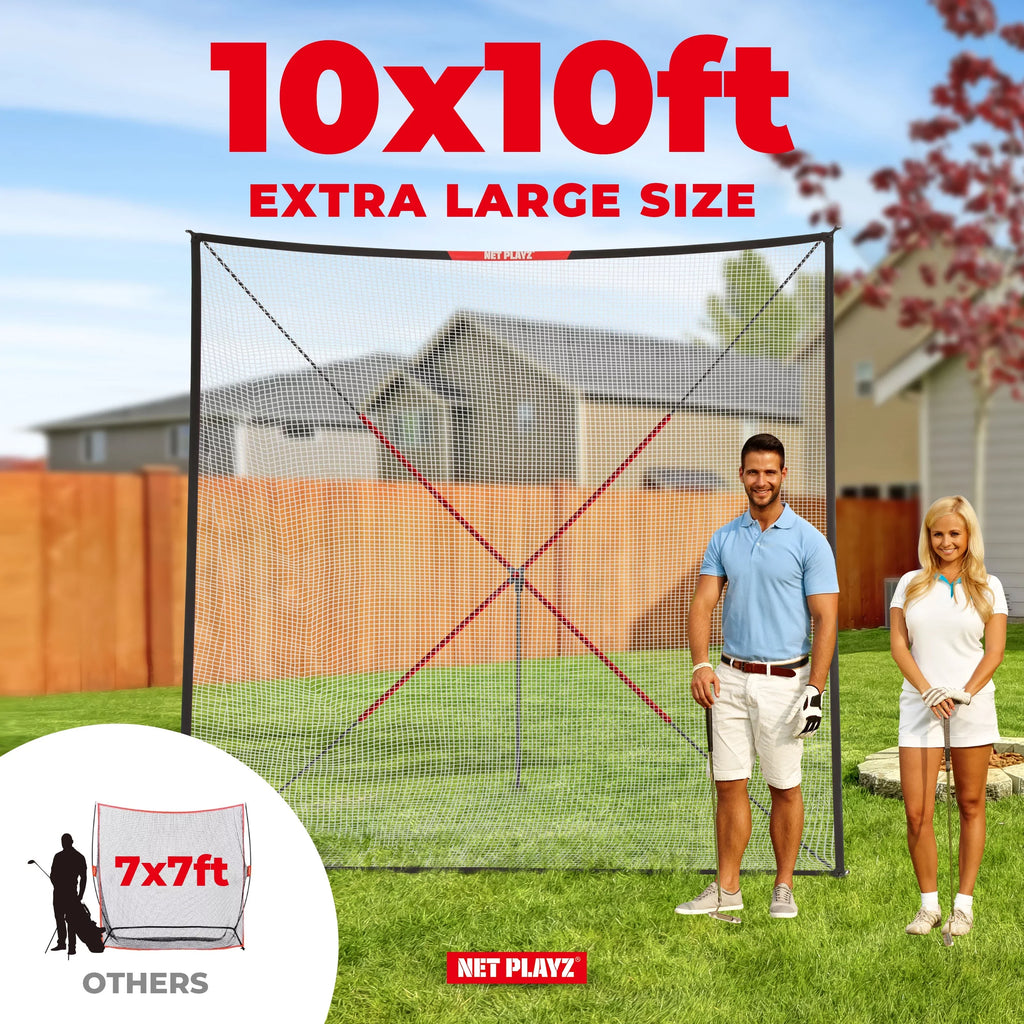 Golf Practice Net Hitting Net 10ft - Home Driving Range, Swing Training Aids, Big Size Auto Ball Return, Portable, Black