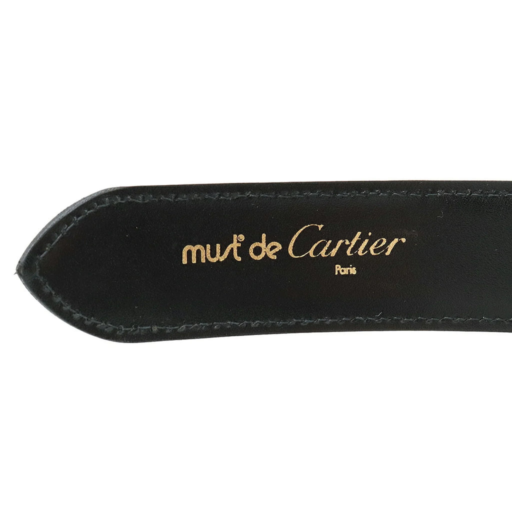 Pre-Owned Cartier Belt Leather Black Actual size approx. 109.5cm  (Like New)