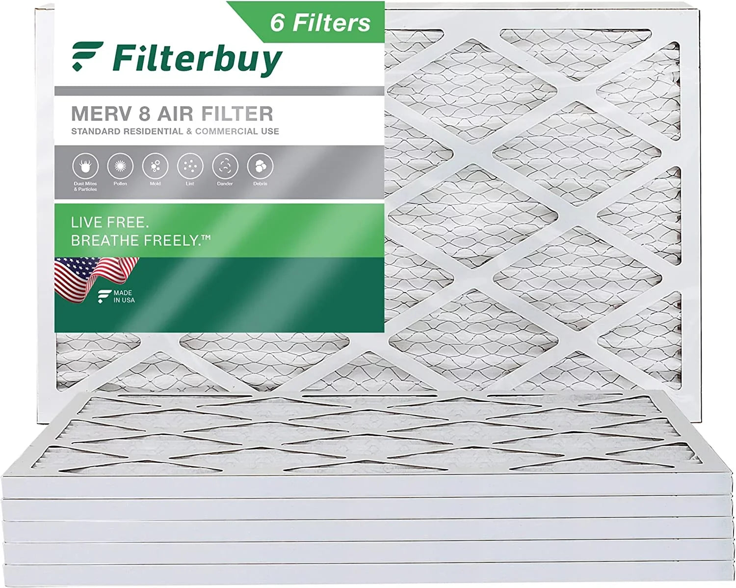 Filterbuy 20x32x1  8 Pleated   Furnace Air Filters (6-Pack)