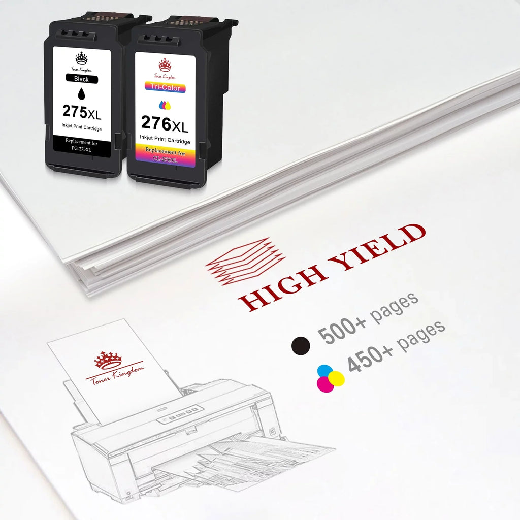 275XL 276XL Ink Cartridge Replacement for Canon -275 -276 275 276 Combo  Compatible with Canon        Printer(2 Black, 2 Color)