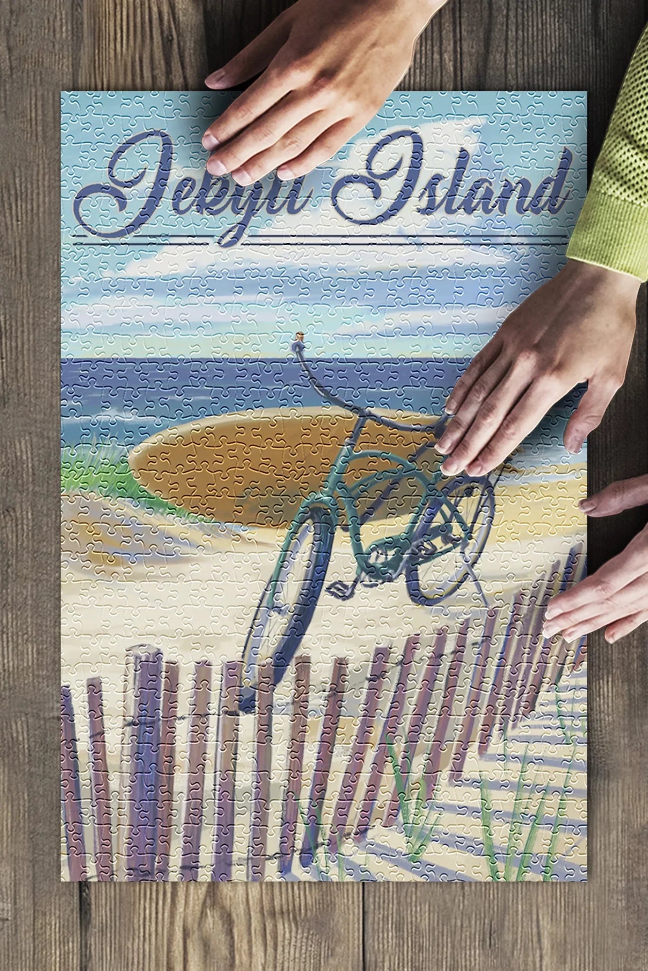 Jekyll Island, Georgia, Beach Cruiser on Beach (19x27 inches, Premium 500 Piece Jigsaw Puzzle for Adults and Family, Made in )