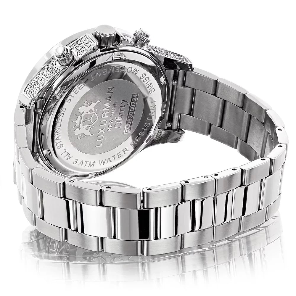 Men's Celebrity Diamond Liberty 0.5ct Diamond Accent Watch with Metal Band and Extra Leathe