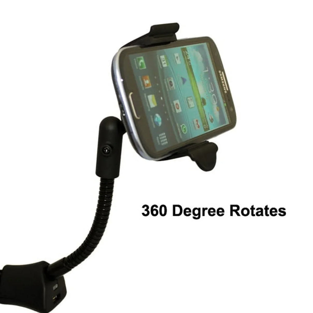 Car Mount Charger Socket Holder with  Port Dock Cradle Gooseneck Swivel Black 3D for  Stylo 3,   - Motorola Droid Turbo 2, Moto  Droid Force Droid - Samsung Galaxy   , Note 3 4 5