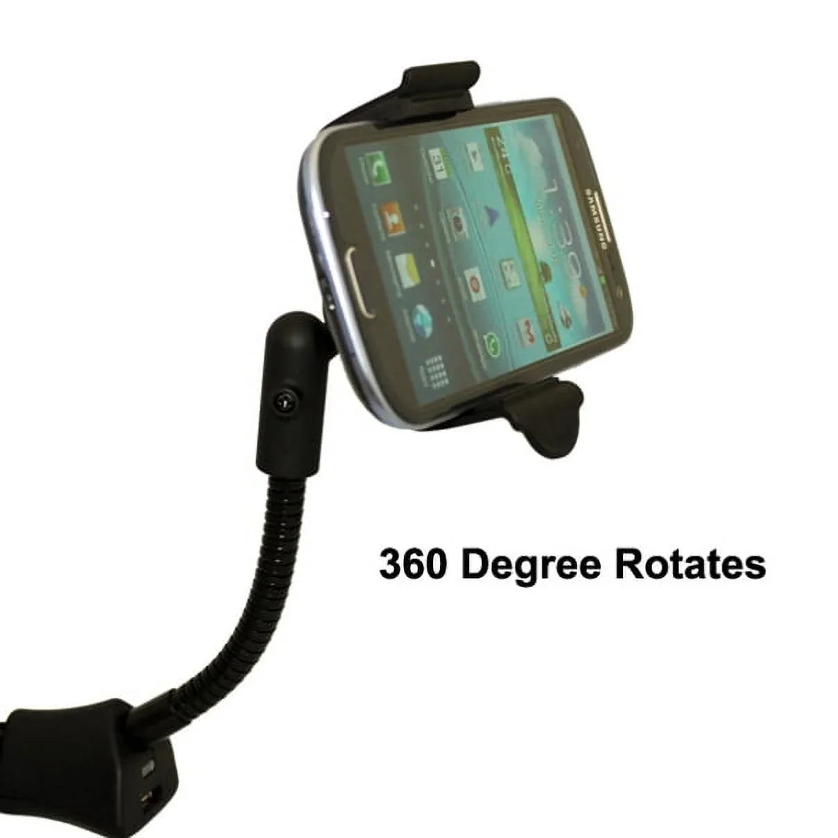 Car Mount Charger Socket Holder with  Port Dock Cradle Gooseneck Swivel Black 3D for  Stylo 3,   - Motorola Droid Turbo 2, Moto  Droid Force Droid - Samsung Galaxy   , Note 3 4 5