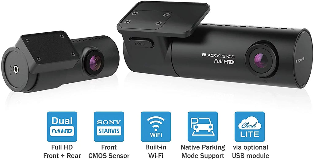 BlackVue -2CH with 32GB microSD Card | Full  Wi-Fi Dashcam | Parking Mode Support with Hogor Lens Cloth