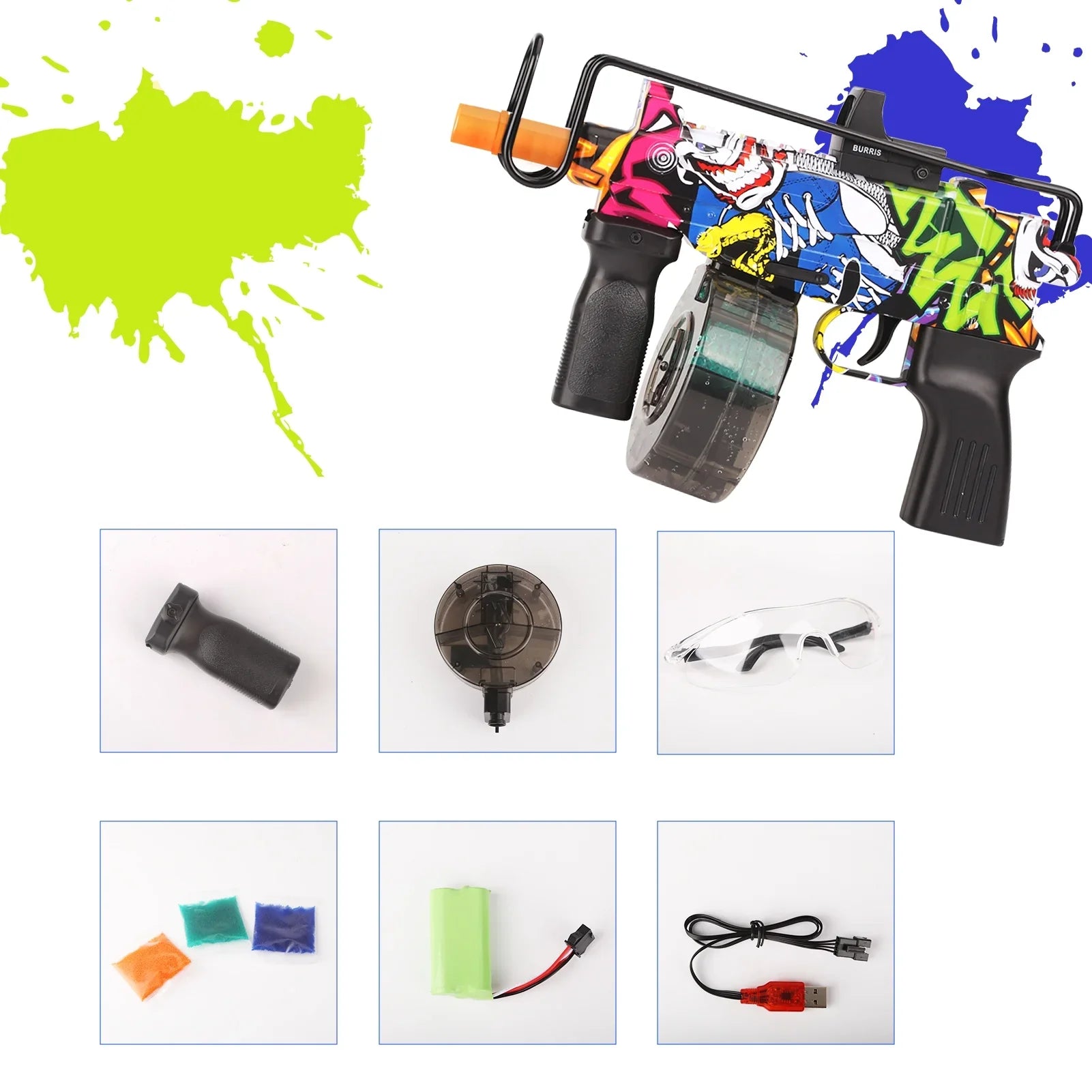 Yimore Toys Gel Ball Blaster Automatic Splatter Balls Gun with 15,000 Water Beads for Out Door Activity , Backyard Games for Kids&Adult Ages 12+