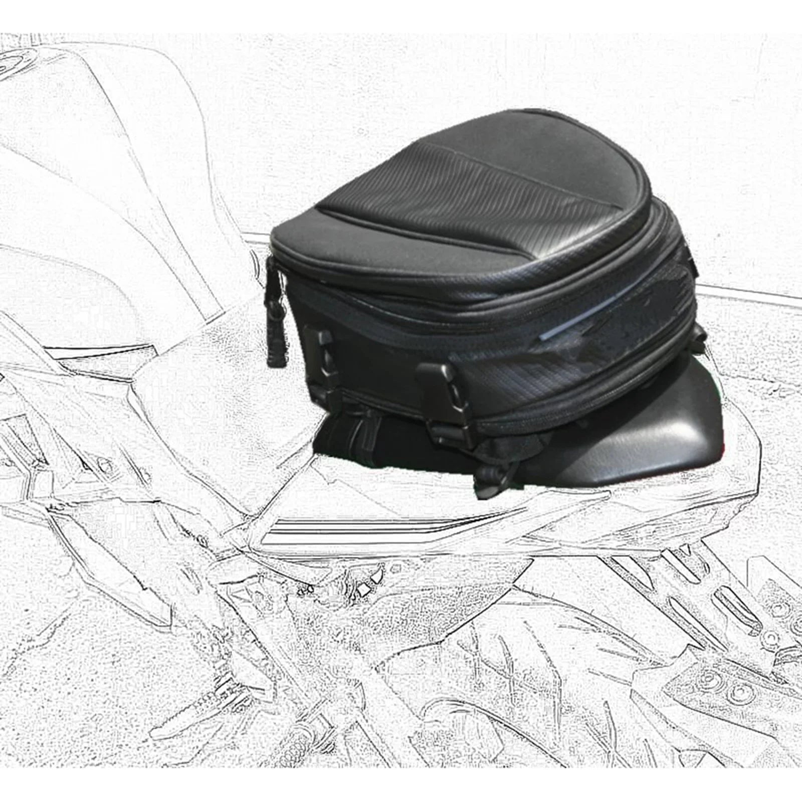 Motorcycle Rear Seat Tail Leather Pack Bag Expandable Luggage Bag