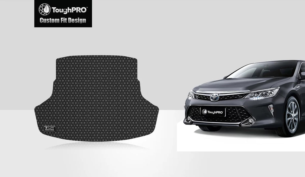 ToughPRO - Trunk Mat Compatible with Toyota Camry - All Weather Heavy Duty (Made in ) - Black Rubber - 2019 (Not for Hybrid - Non-Plug-in Standard)